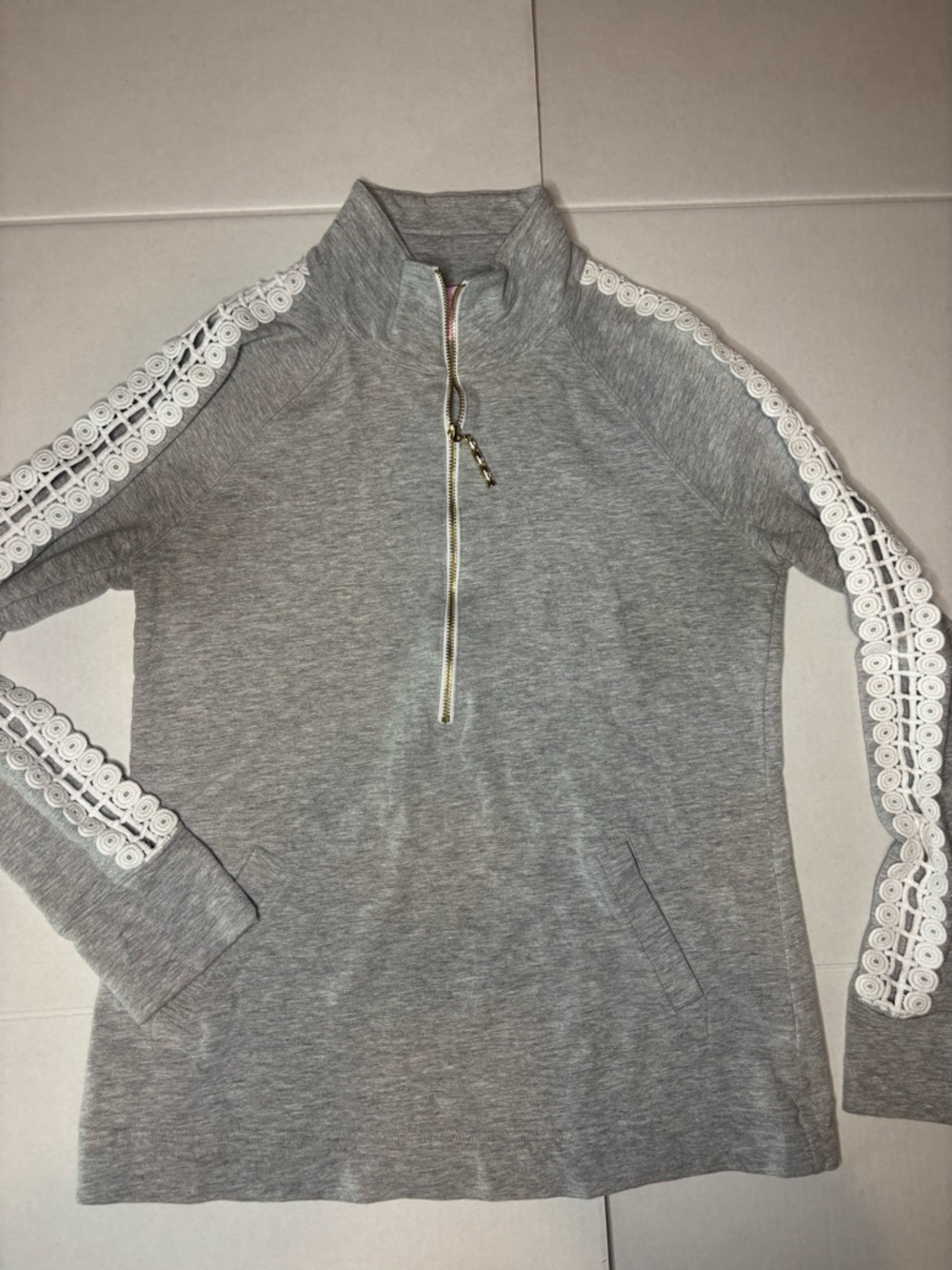 Lilly Pulitzer zip up sweater with detailed sleeves